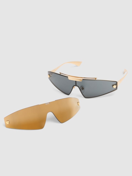Versace: Metal sunglasses - Gold/Grey - men_1 | Luisa Via Roma