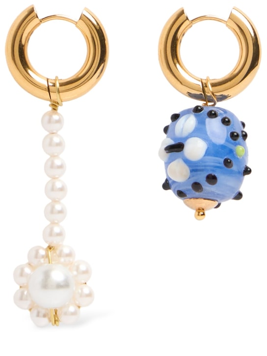 Timeless Pearly: Mismatched pearl earrings - Blue/White - women_0 | Luisa Via Roma