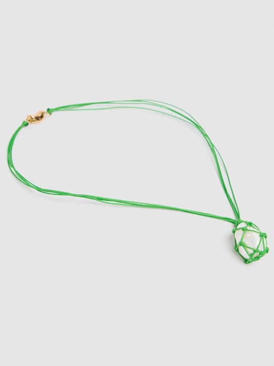 Timeless Pearly: Pearl & cotton necklace - Green/White - women_2 | Luisa Via Roma