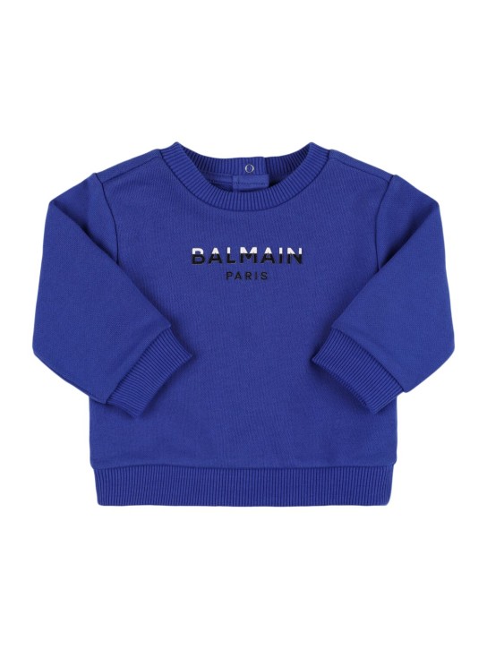 Balmain: Cotton sweatshirt - Blue - kids-boys_0 | Luisa Via Roma