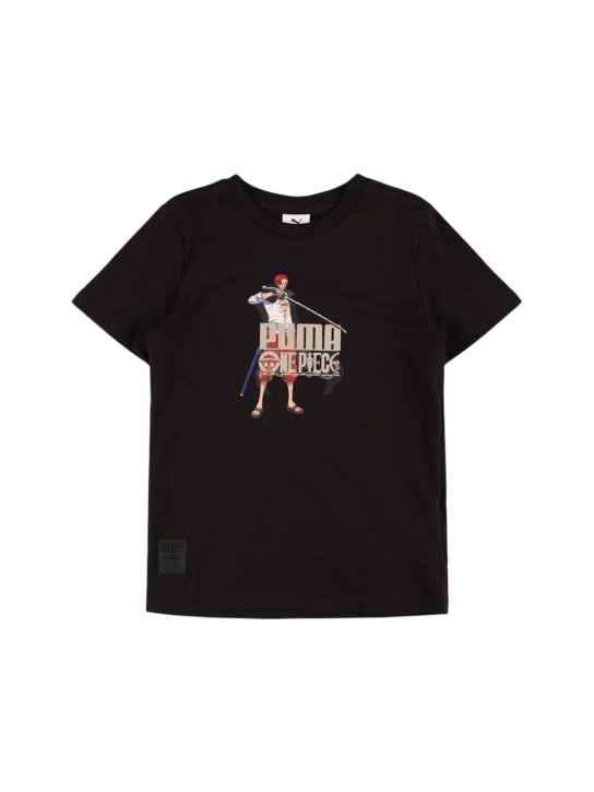 PUMA: One Piece printed cotton jersey t-shirt - Black - kids-boys_0 | Luisa Via Roma