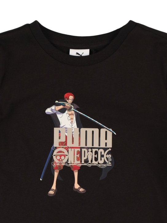 PUMA: One Piece printed cotton jersey t-shirt - Black - kids-boys_1 | Luisa Via Roma