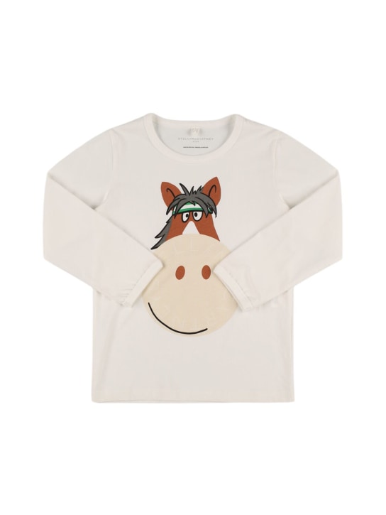 Stella McCartney Kids: T-shirt in jersey di cotone stampato - Bianco - kids-boys_0 | Luisa Via Roma