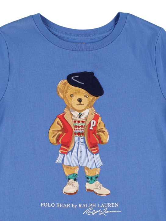 Polo Ralph Lauren: T-shirt en jersey de coton imprimé - Bleu - kids-boys_1 | Luisa Via Roma