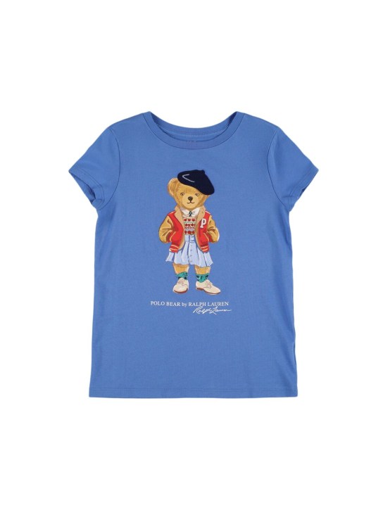 Polo Ralph Lauren: Bedrucktes T-Shirt aus Baumwolljersey - Blau - kids-boys_0 | Luisa Via Roma