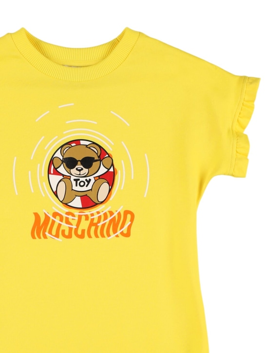 Moschino: Robe en jersey de coton imprimé - Cyber Yellow - kids-girls_1 | Luisa Via Roma