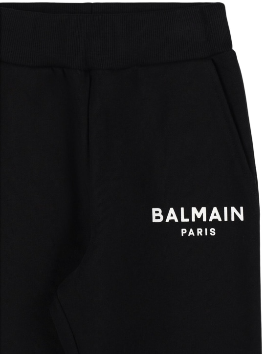 Balmain: Pantalon de survêtement en coton - Noir/Blanc - kids-boys_1 | Luisa Via Roma