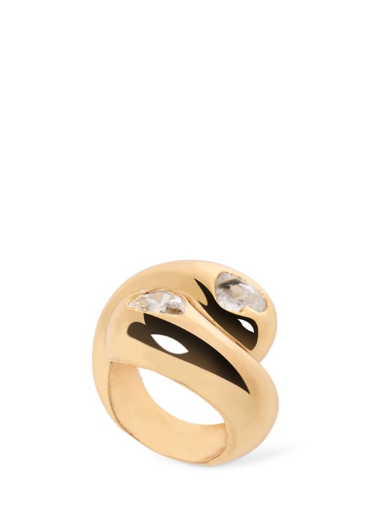 Timeless Pearly: Crystal chunky ring - White/Gold - women_0 | Luisa Via Roma