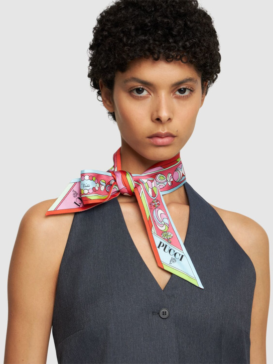 Pucci: Printed silk bandeau scarf - Pink/Orange - women_1 | Luisa Via Roma