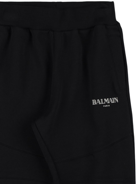 Balmain: Cotton sweatpants w/padded inserts - Black - kids-boys_1 | Luisa Via Roma