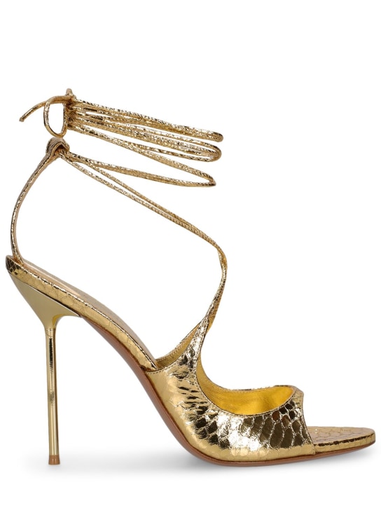 Paris Texas: 105mm Loulou python printed sandals - Gold - women_0 | Luisa Via Roma