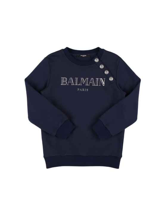 Balmain: Sweatshirt mit Logodruck - Dunkelblau - kids-boys_0 | Luisa Via Roma