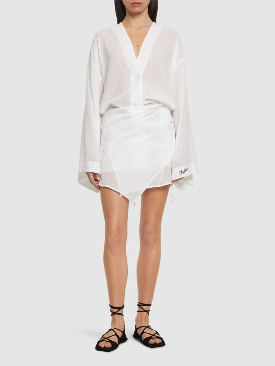 The Attico: Mousseline wraparound mini shirt dress - White - women_1 | Luisa Via Roma
