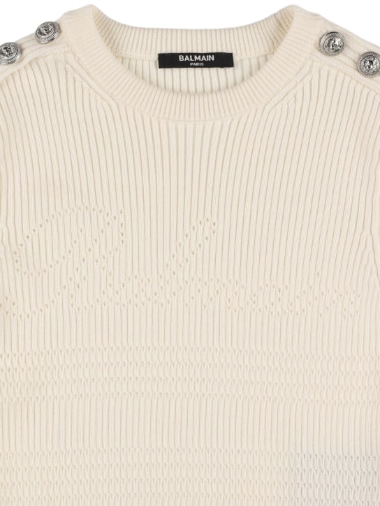 Balmain: Wool knit sweater - Off-White - kids-girls_1 | Luisa Via Roma