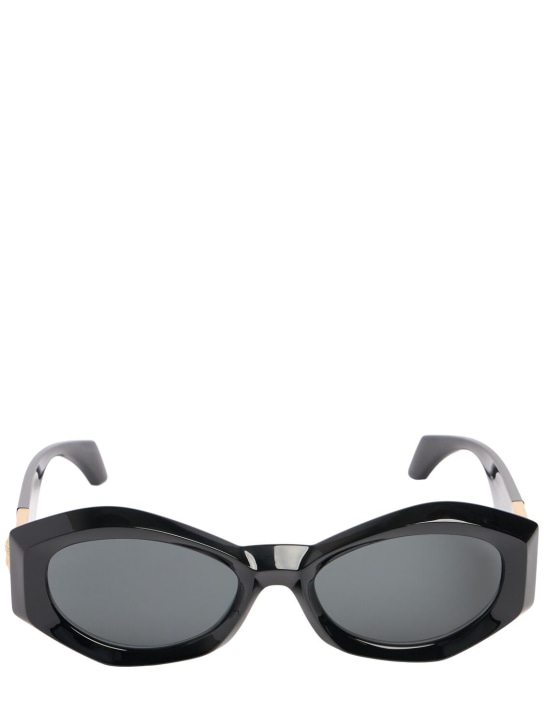 Versace: Oval acetate sunglasses - Siyah/Gri - women_0 | Luisa Via Roma