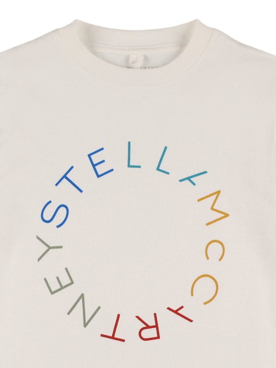 Stella McCartney Kids: 印花棉质平纹针织T恤 - 白色 - kids-boys_1 | Luisa Via Roma