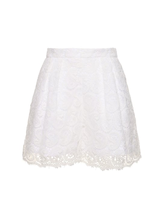 Giambattista Valli: Paisley lace cotton blend shorts - Ivory - women_0 | Luisa Via Roma