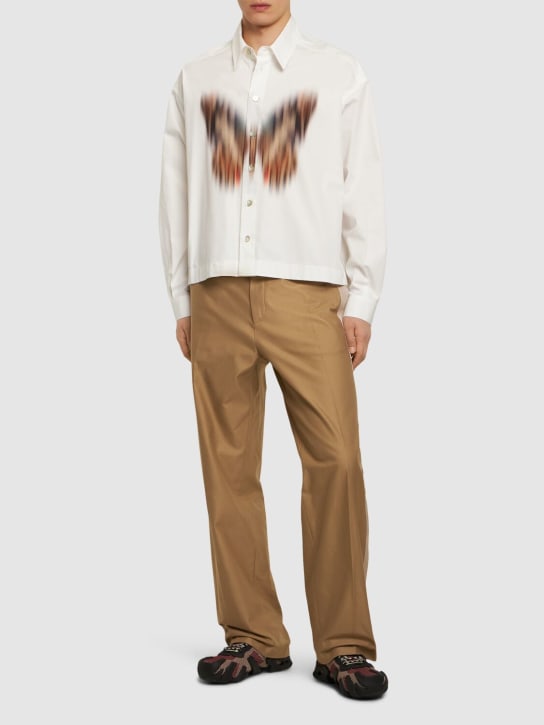 Bonsai: Butterfly print cotton shirt - Beyaz - men_1 | Luisa Via Roma