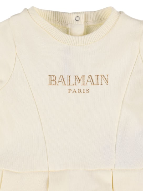 Balmain: Robe & protège-couche en molleton de coton - Blanc/Noir - kids-girls_1 | Luisa Via Roma