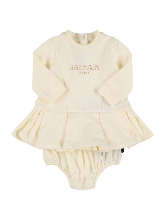 Balmain: Cotton sweat dress & diaper cover - kids-girls_0 | Luisa Via Roma