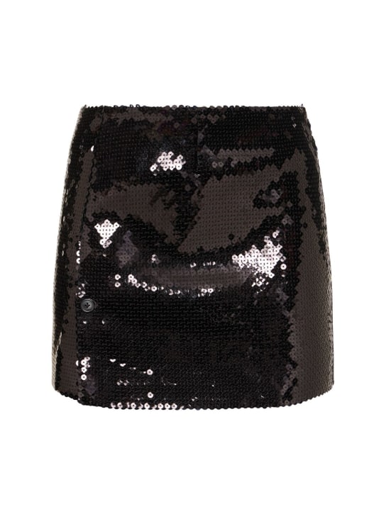 16arlington: Quattro sequined mini skirt - Siyah - women_0 | Luisa Via Roma