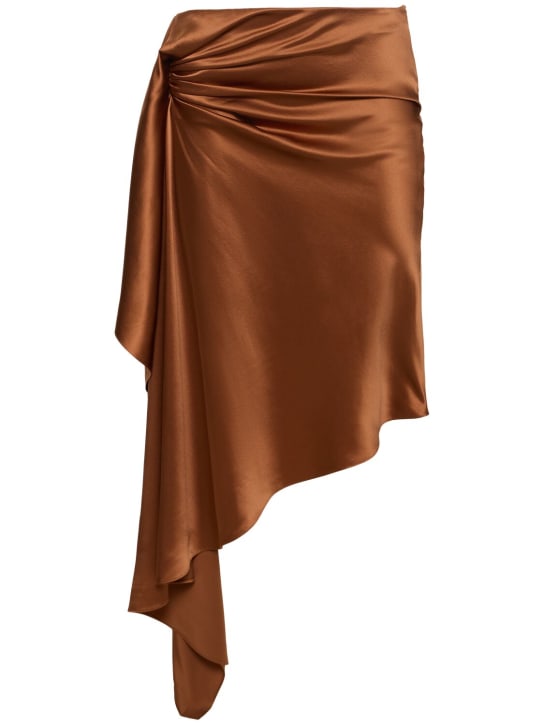 Christopher Esber: Cusco draped silk satin midi skirt - Kahverengi - women_0 | Luisa Via Roma