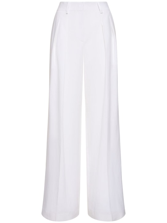 Michael Kors Collection: Pantalones anchos de lino - Blanco Óptico - women_0 | Luisa Via Roma