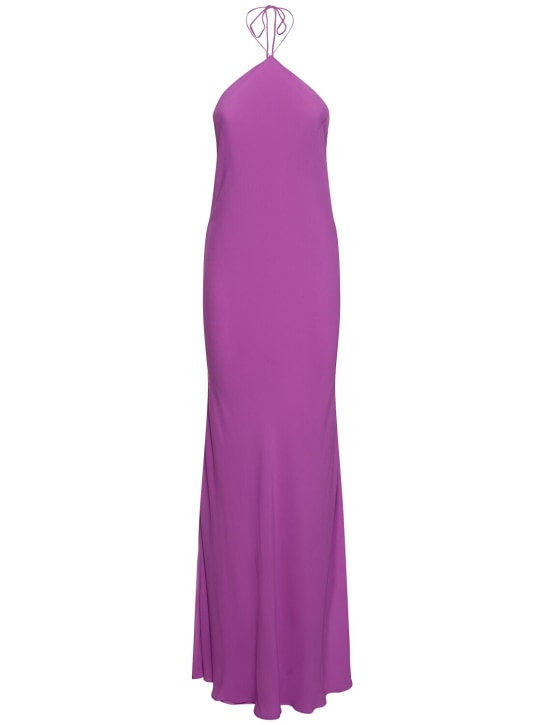 The Andamane: Rebecca silk georgette maxi slip dress - Mor - women_0 | Luisa Via Roma