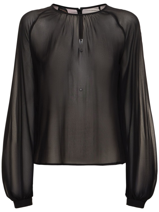 The Andamane: Renee puff sleeve silk blouse - Siyah - women_0 | Luisa Via Roma