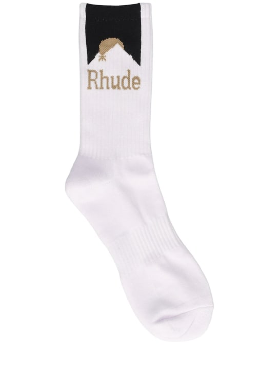RHUDE: Rhude Moolight socks - White/Black/Yellow - men_0 | Luisa Via Roma
