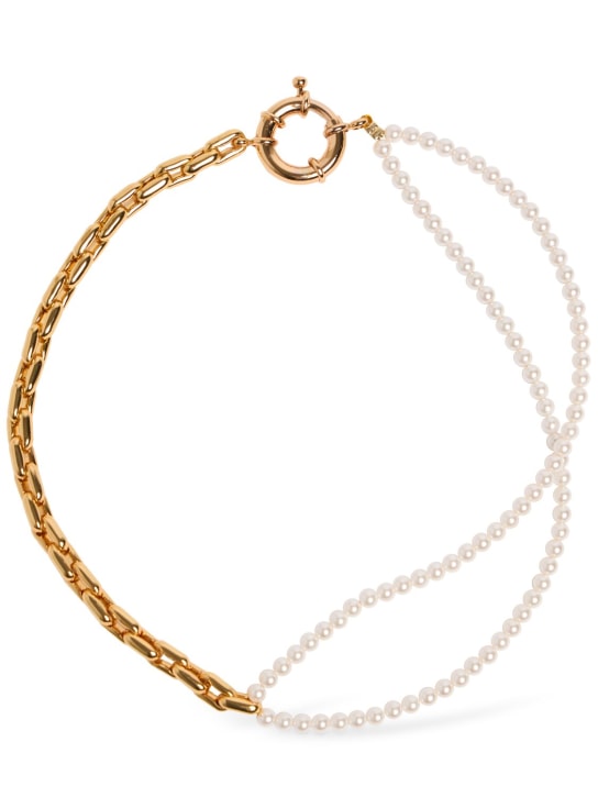 Timeless Pearly: Bicolor pearl collar necklace - Pearl/Gold - women_0 | Luisa Via Roma