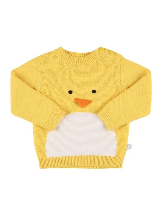 Stella Mccartney Kids: Cotton knit sweater w/ intarsia - Yellow - kids-girls_0 | Luisa Via Roma