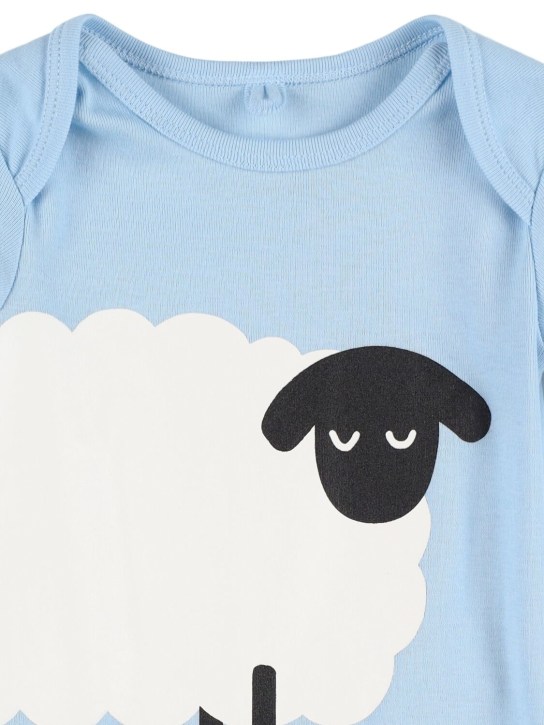 Stella Mccartney Kids: Cotton jersey romper & bib - Açık Mavi - kids-girls_1 | Luisa Via Roma