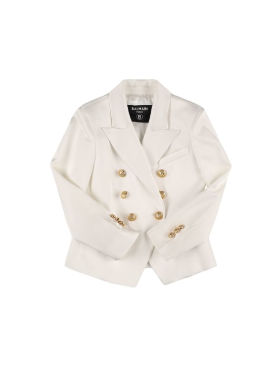 Balmain: Viscose blend jacket - White/Gold - kids-girls_0 | Luisa Via Roma