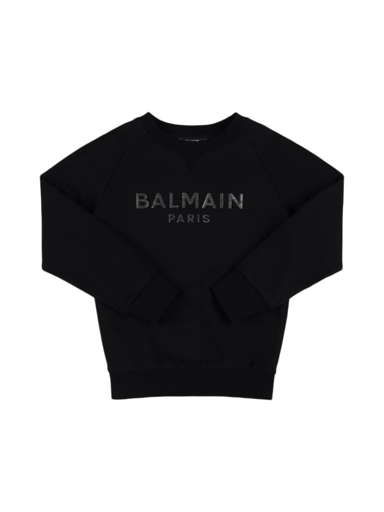 Balmain: Sweatshirt aus Baumwolle mit Logo - Schwarz - kids-girls_0 | Luisa Via Roma