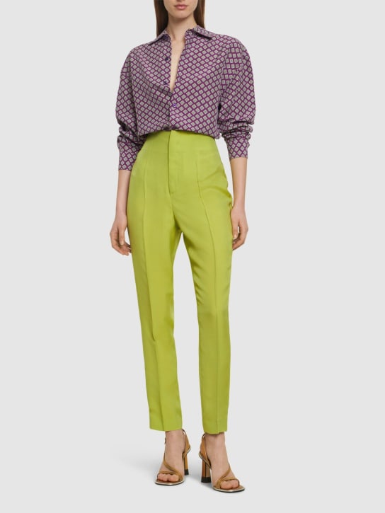 Ralph Lauren Collection: Pantalon droit taille haute Ramona - Vert - women_1 | Luisa Via Roma