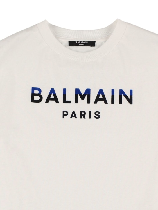 Balmain: Cotton jersey t-shirt w/ logo - White - kids-boys_1 | Luisa Via Roma