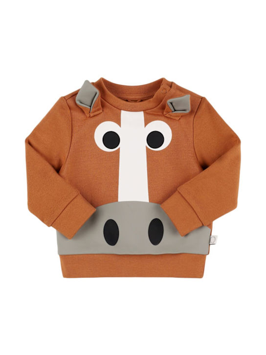 Stella McCartney Kids: Felpa in cotone - Marrone - kids-boys_0 | Luisa Via Roma