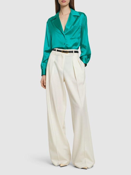 Ralph Lauren Collection: Camisa de seda - Verde - women_1 | Luisa Via Roma