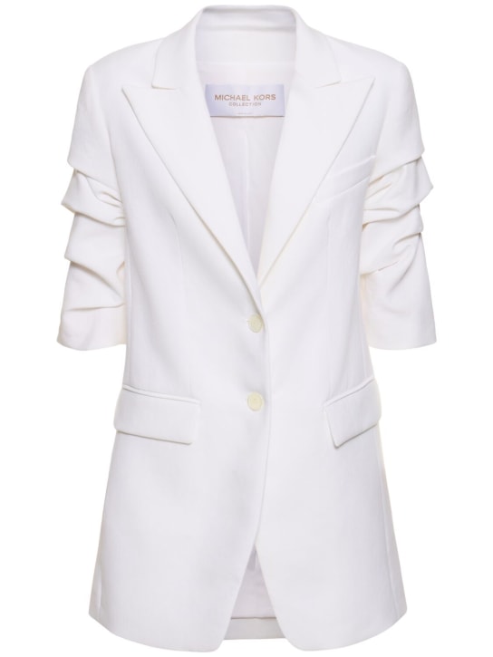 Michael Kors Collection: Blazer en lin à boutonnage simple - Blanc Optique - women_0 | Luisa Via Roma