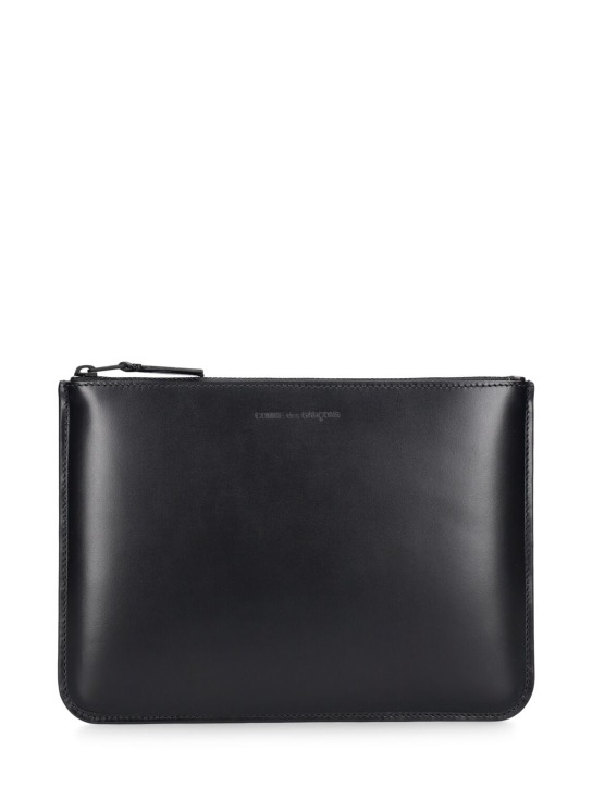 Comme des Garçons Wallet: Very black leather pouch - Siyah - men_0 | Luisa Via Roma