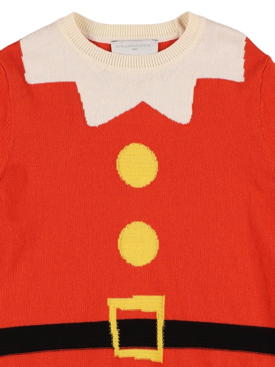 Stella Mccartney Kids: Pull-over en coton et laine Christmas - Rouge - kids-girls_1 | Luisa Via Roma