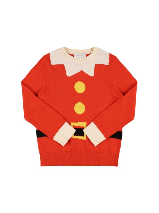 Stella Mccartney Kids: Cotton & wool Christmas sweater - Red - kids-girls_0 | Luisa Via Roma