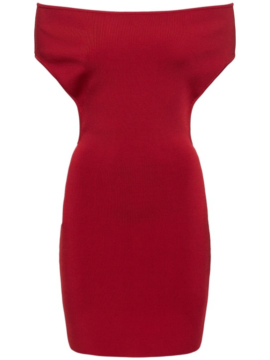 Jacquemus: Vestido corto de punto acanalado - Rojo - women_0 | Luisa Via Roma