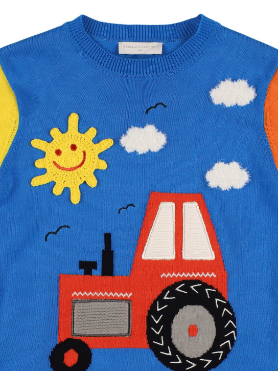Stella Mccartney Kids: Pullover in maglia di cotone e lana a intarsio - Multicolore - kids-boys_1 | Luisa Via Roma