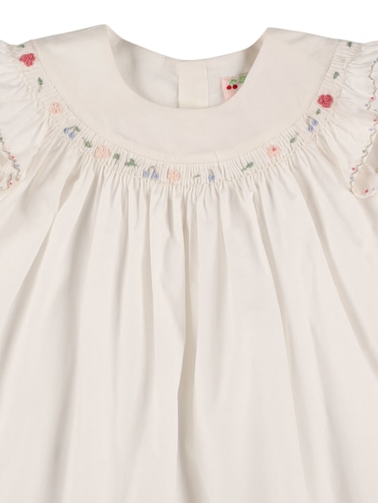 Bonpoint: Cotton poplin dress & diaper cover - Beyaz - kids-girls_1 | Luisa Via Roma
