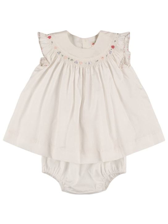 Bonpoint: Cotton poplin dress & diaper cover - White - kids-girls_0 | Luisa Via Roma