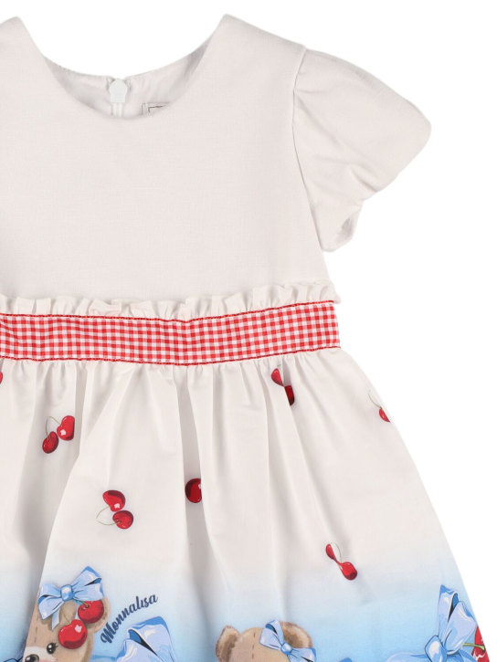 Monnalisa: Vestito in popeline di cotone stampato - Multicolore - kids-girls_1 | Luisa Via Roma