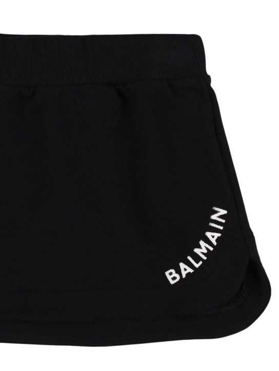 Balmain: Printed logo cotton sweat skirt - Black/White - kids-girls_1 | Luisa Via Roma
