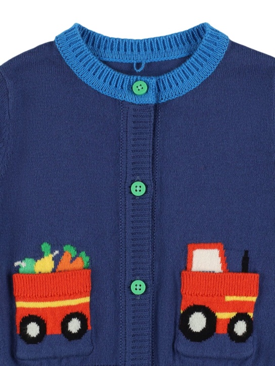 Stella Mccartney Kids: Cardigan en maille de laine et coton - Bleu - kids-boys_1 | Luisa Via Roma
